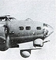 Close up view of the H2X Mickey Radome under nose of bomber