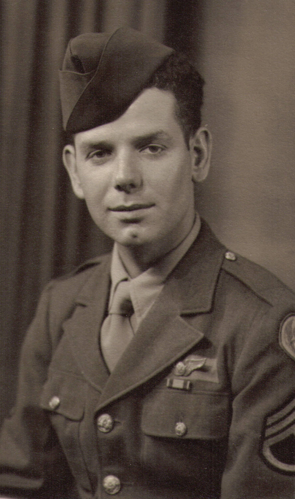 black and white photo portrait of a young man in an Air Force uniform