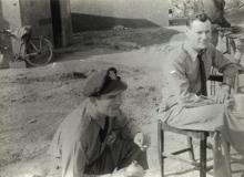 Lt. Frank L. McAllister, Omak, Wash - B-17 Co-Pilot, 482nd BG - 813th BS (left with canteen in hand) Lt. Bill Owen crew - Officer to the right of Frank (unknown)